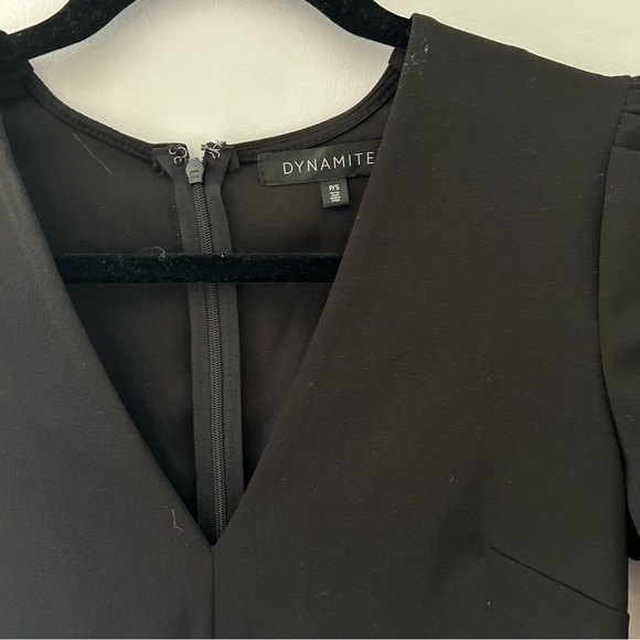 Dynamite Black Ruched Sleeve Mini Dress - Picture 3 of 9